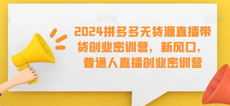 2024拼多多无货源直播带货创业密训营，新风口，普通人直播创业密训营-轻创副业圈