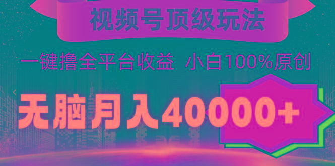 (9281期)视频号顶级玩法，无脑月入40000+，一键撸全平台收益，纯小白也能100%原创-轻创副业圈