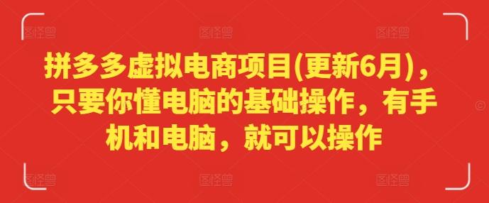 拼多多虚拟电商项目(更新6月)，只要你懂电脑的基础操作，有手机和电脑，就可以操作-轻创副业圈