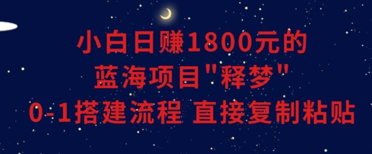 小白能日赚1800元的蓝海项目”释梦”0-1搭建流程可直接复制粘贴长期做【揭秘】-轻创副业圈