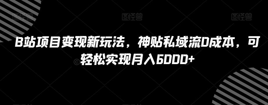 B站项目变现新玩法，神贴私域流0成本，可轻松实现月入6000+【揭秘】-轻创副业圈