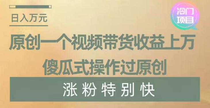 原创一个视频带货收益上万，傻瓜式操作过原创，几分钟做一个视频涨粉特别快【揭秘】-轻创副业圈
