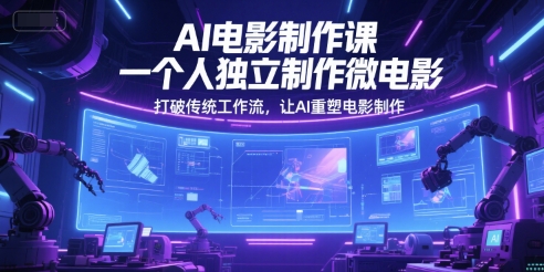 AI电影制作课，一个人独立制作微电影，打破传统工作流，让AI重塑电影制作-轻创副业圈