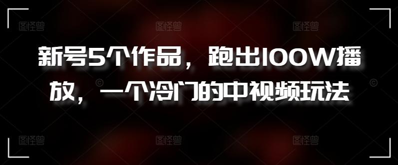 新号5个作品，跑出100W播放，一个冷门的中视频玩法【揭秘】-轻创副业圈