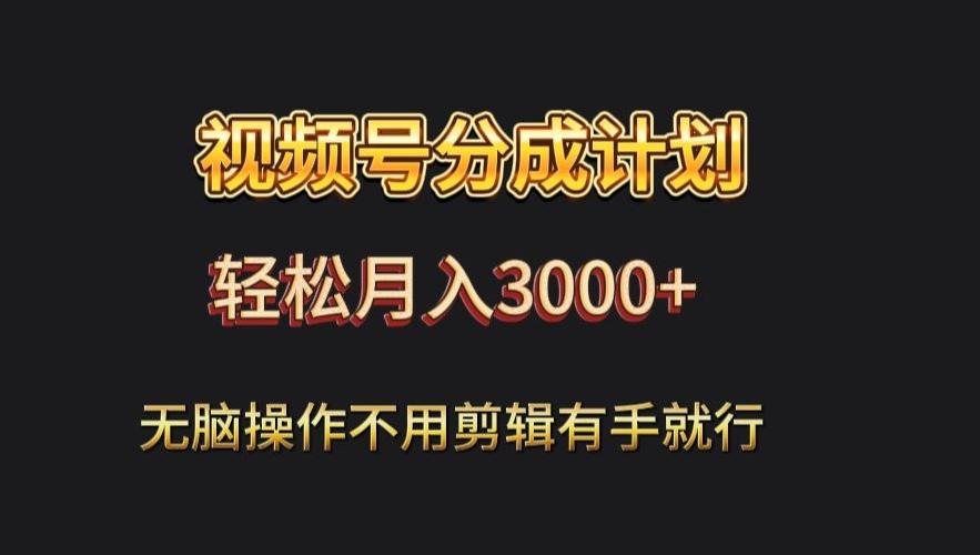 视频号流量分成，不用剪辑，有手就行，轻松月入2000+-轻创副业圈