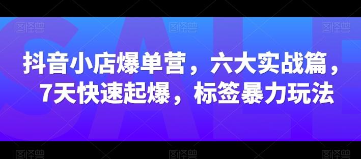 抖音小店爆单营，六大实战篇，7天快速起爆，标签暴力玩法-轻创副业圈