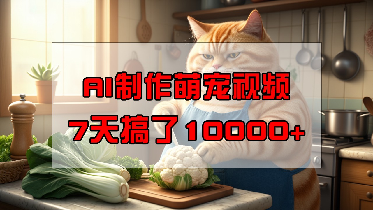 靠AI制作萌宠视频，7天搞了1万+，操作简单门槛低，有手机就行-轻创副业圈
