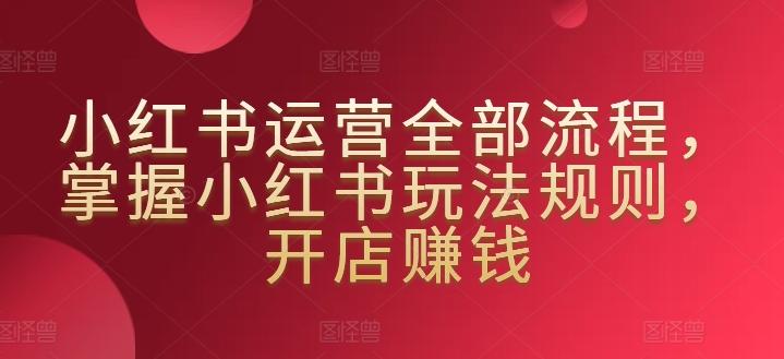 小红书运营全部流程，掌握小红书玩法规则，开店赚钱-轻创副业圈