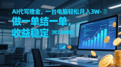 AI代写撸金，一台电脑轻松月入1-3W，做一单结一单，收益稳定【附工具教程】-轻创副业圈