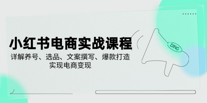 小红书电商实战课程，详解养号、选品、文案撰写、爆款打造，实现电商变现-轻创副业圈