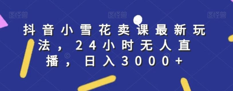 抖音小雪花卖课最新玩法，24小时无人直播，日入3000+【揭秘】-轻创副业圈