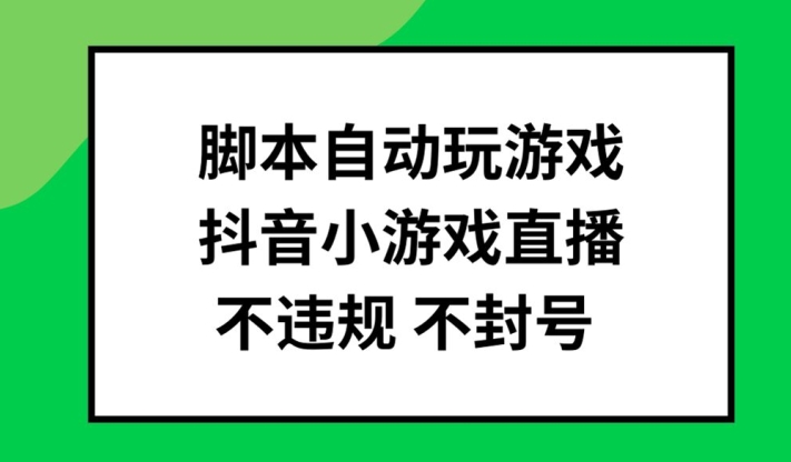 脚本自动玩游戏，抖音小游戏直播，不违规不封号可批量做【揭秘】-轻创副业圈