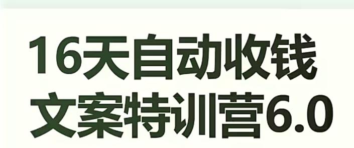 16天自动收钱文案特训营6.0，学会儿每天自动咔咔收钱-轻创副业圈
