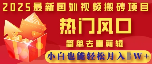 2025最新视频搬砖项目，热门风口，简单去重剪辑，小白也能轻松月入过W-轻创副业圈