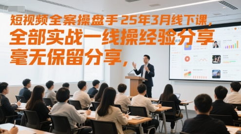 短视频全案操盘手25年3月线下课，全部实战一线操盘手经验分享，毫无保留分享，全是干货-轻创副业圈