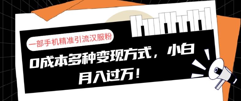 一部手机精准引流汉服粉，0成本多种变现方式，小白月入过万！-轻创副业圈