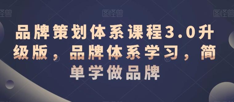 品牌策划体系课程3.0升级版，品牌体系学习，简单学做品牌-轻创副业圈