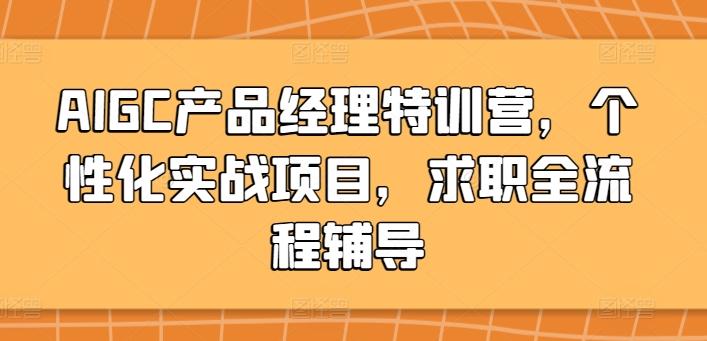 AIGC产品经理特训营，个性化实战项目，求职全流程辅导-轻创副业圈