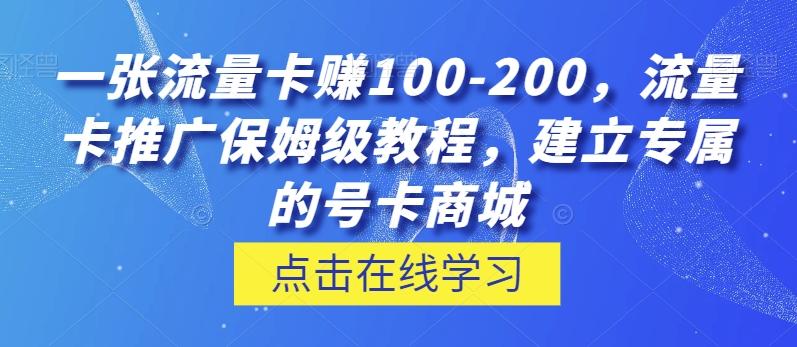 一张流量卡赚100-200，流量卡推广保姆级教程，建立专属的号卡商城-轻创副业圈