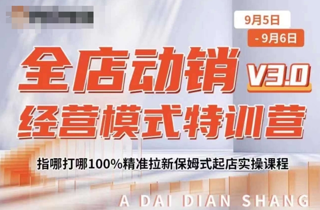 全店动销经营模式特训营，指哪打哪100%精准拉新保姆式起店实操课程-轻创副业圈