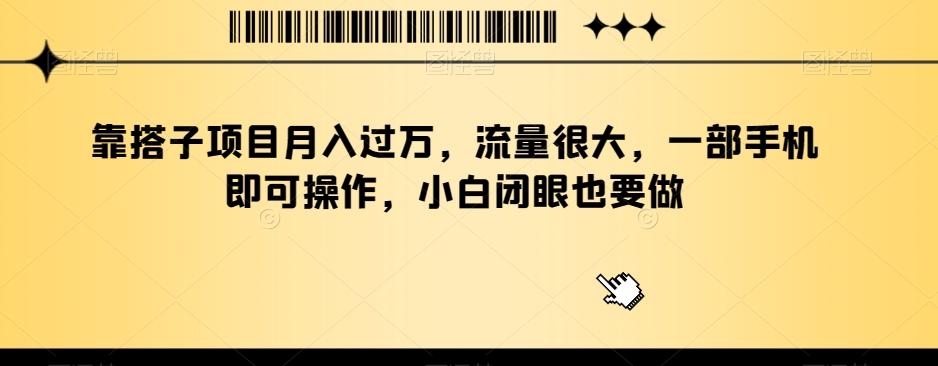 靠搭子项目月入过万，流量很大，一部手机即可操作，小白闭眼也要做-轻创副业圈
