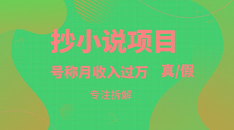 抄小说项目，号称月入过万，到底是否真实，能不能做，详细拆解-轻创副业圈