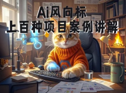 Ai风向标-附100种项目案例玩法-0基础小白到大神ai视频商业应用教学-轻创副业圈