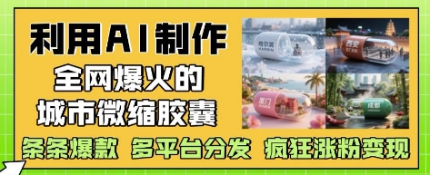 利用AI制作全网爆火的城市微缩胶囊，条条爆款， 多平台分发，疯狂涨粉变现-轻创副业圈