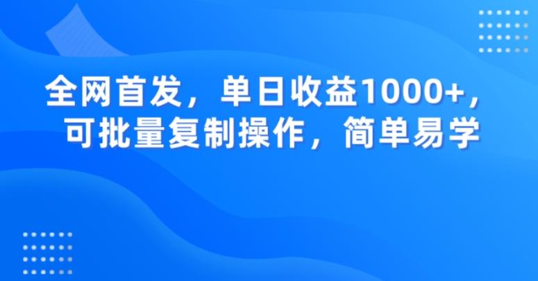 全网首发，单日收益1000+，可批量复制操作，简单易学【揭秘】-轻创副业圈