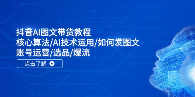 抖音AI图文带货教程：核心算法/AI技术运用/如何发图文/账号运营/选品/爆流-轻创副业圈