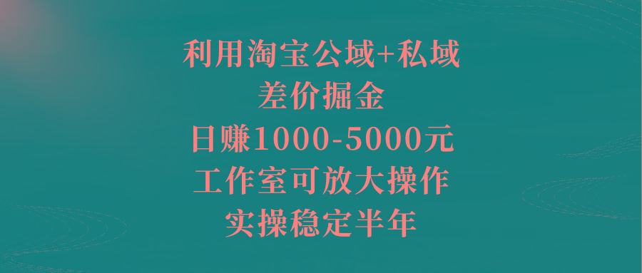 利用淘宝公域+私域差价掘金，日赚1000-5000元，工作室可放大操作，实操…-轻创副业圈