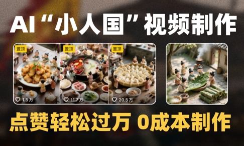 爆款1000W+播放微缩景观迷你小人国AI视频0成本制作全流程教学-轻创副业圈