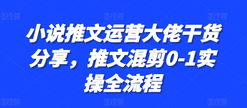 小说推文运营大佬干货分享，推文混剪0-1实操全流程-轻创副业圈