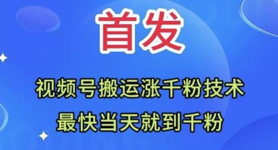 全网首发：视频号无脑搬运涨千粉技术，最快当天到千粉【揭秘】-轻创副业圈