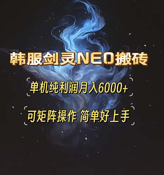韩服剑灵NEO搬砖攻略，单机纯利润月入6000+ 可矩阵操作，简单好上手。-轻创副业圈