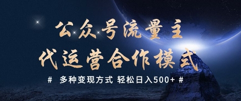公众号流量主代运营  多种变现方式 轻松日入5张【揭秘】-轻创副业圈