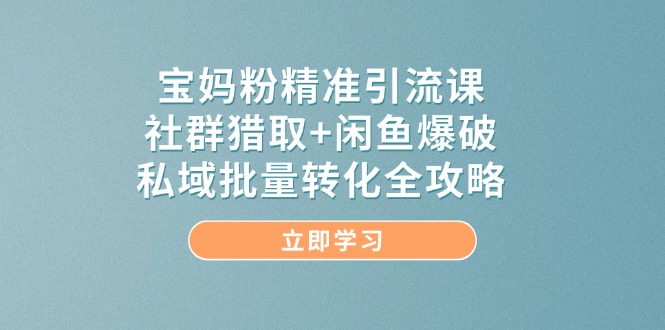 宝妈粉精准引流课，社群猎取+闲鱼爆破，私域批量转化全攻略-轻创副业圈