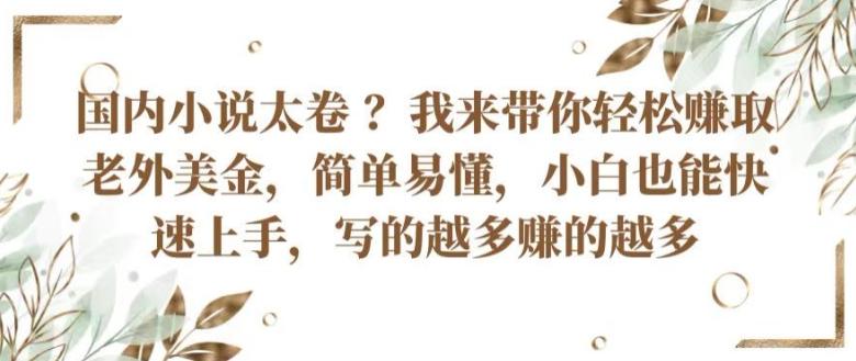 国内小说太卷 ?带你轻松赚取老外美金，简单易懂，小白也能快速上手，写的越多赚的越多【揭秘】-轻创副业圈