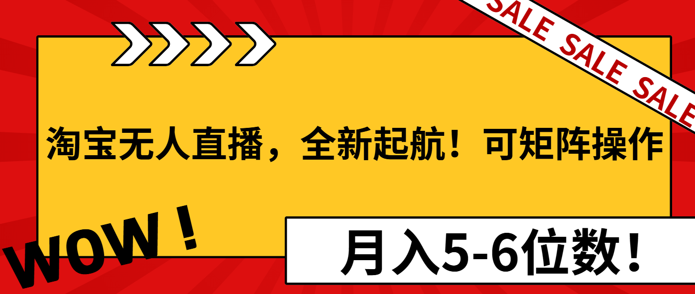 淘宝无人直播，全新起航！可矩阵操作，月入5-6位数！-轻创副业圈