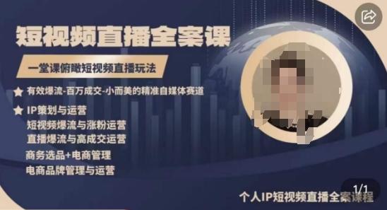 高品质IP短视频直播全案课程，一堂课俯瞰短视频直播玩法-轻创副业圈