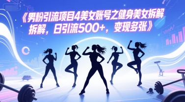 男粉引流项目4美女账号之健身美女拆解，日引流500+，变现多张-轻创副业圈
