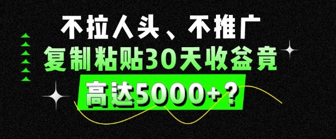 不拉人头、不推广，复制粘贴30天收益竟高达5000+？-轻创副业圈