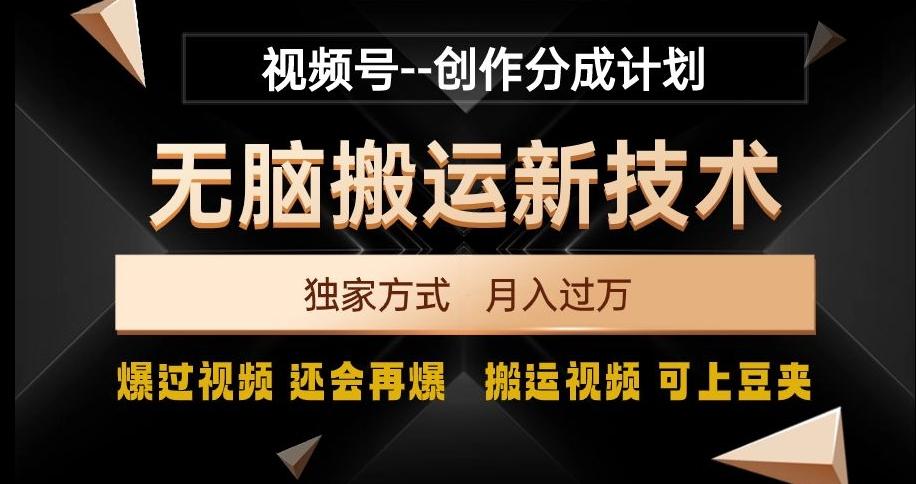 视频号无脑搬运新技术，破原创壕流量，独家方式，爆过视频，还会再爆【揭秘】-轻创副业圈
