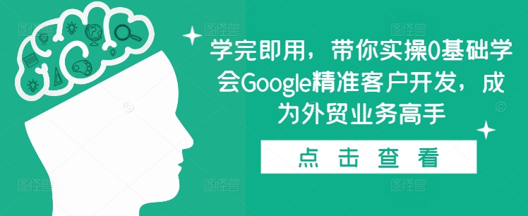 学完即用，带你实操0基础学会Google精准客户开发，成为外贸业务高手-轻创副业圈
