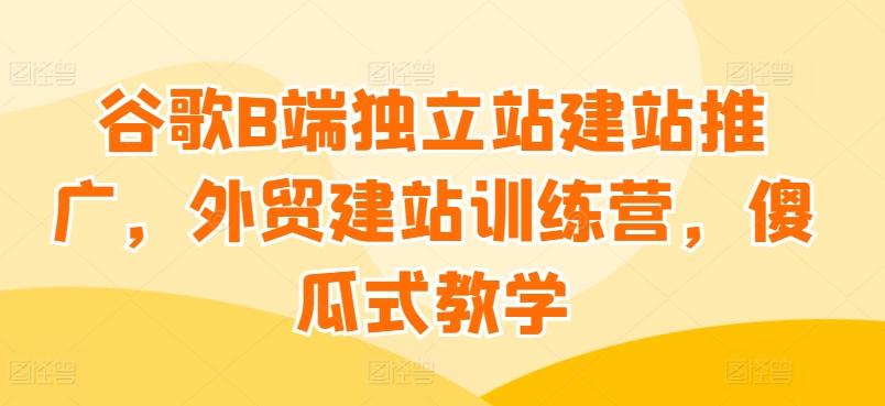谷歌B端独立站建站推广，外贸建站训练营，傻瓜式教学-轻创副业圈