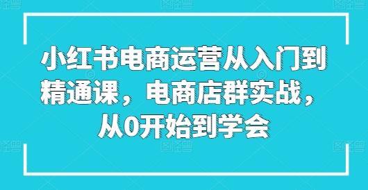 小红书电商运营从入门到精通课，电商店群实战，从0开始到学会-轻创副业圈