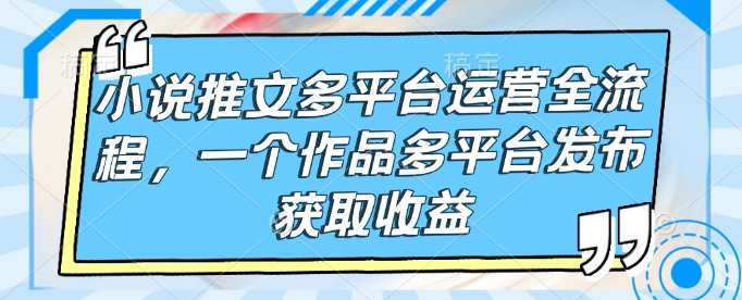 小说推文多平台运营全流程，一个作品多平台发布获取收益-轻创副业圈