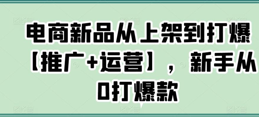 电商新品从上架到打爆【推广+运营】，新手从0打爆款-轻创副业圈