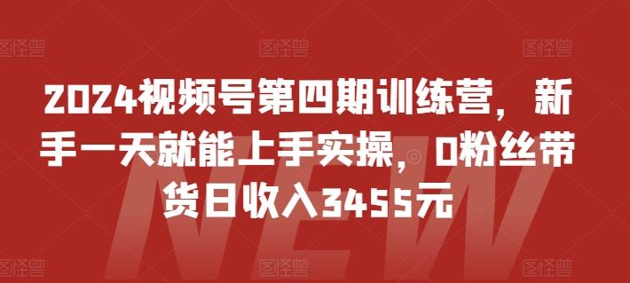 2024视频号第四期训练营，新手一天就能上手实操，0粉丝带货日收入3455元-轻创副业圈