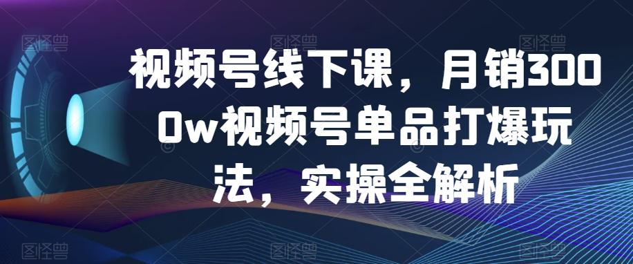 视频号线下课，月销3000w视频号单品打爆玩法，实操全解析-轻创副业圈